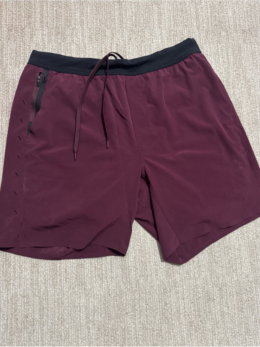 Ten Thousand Mens XL Burgundy Interval Shorts 7" Lined Zip Pocket Training
